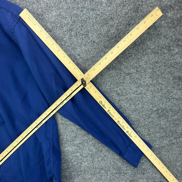 Robert Graham Shirt Medium Blue Jacquard‎ Cotton Flip Cuff Embroidered Trim - Picture 15 of 16